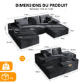Canapé Prestige modulable en U, velours côtelé