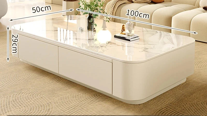 Table basse Prestige avec rangement, finition pierre