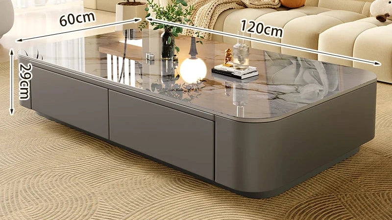 Table basse Prestige avec rangement, finition pierre