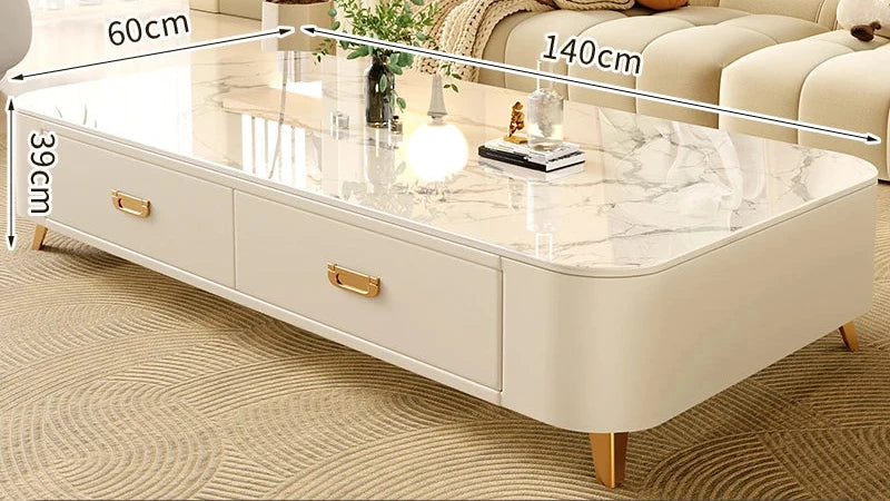 Table basse Prestige avec rangement, finition pierre