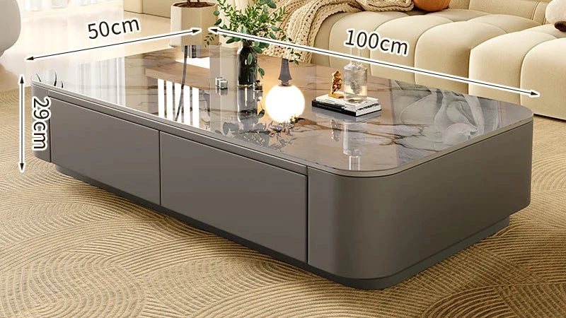 Table basse Prestige avec rangement, finition pierre