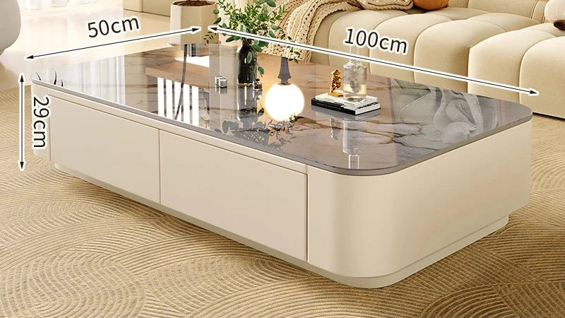 Table basse Prestige avec rangement, finition pierre