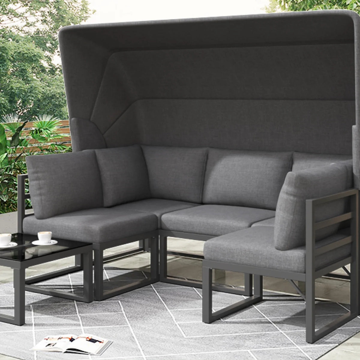 Salon d’extérieur Prestige 4 pièces avec pare-soleil