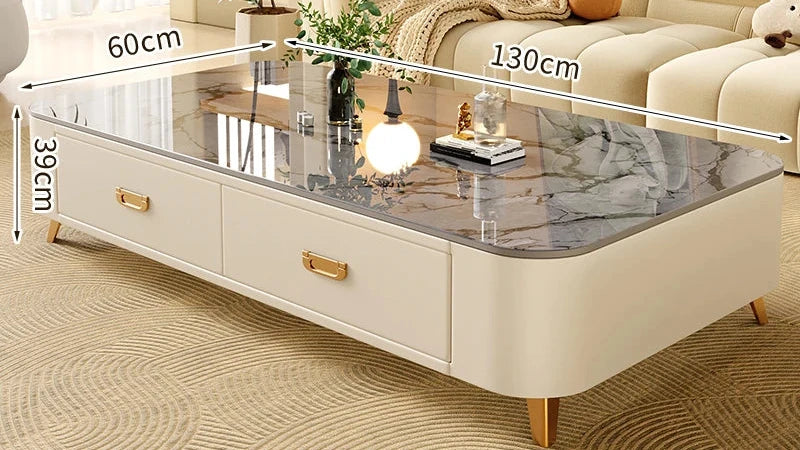 Table basse Prestige avec rangement, finition pierre