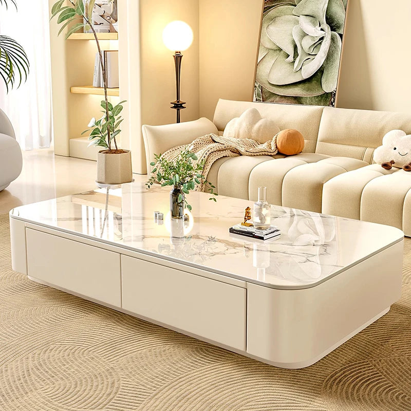 Table basse Prestige avec rangement, finition pierre