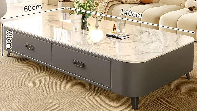 Table basse Prestige avec rangement, finition pierre