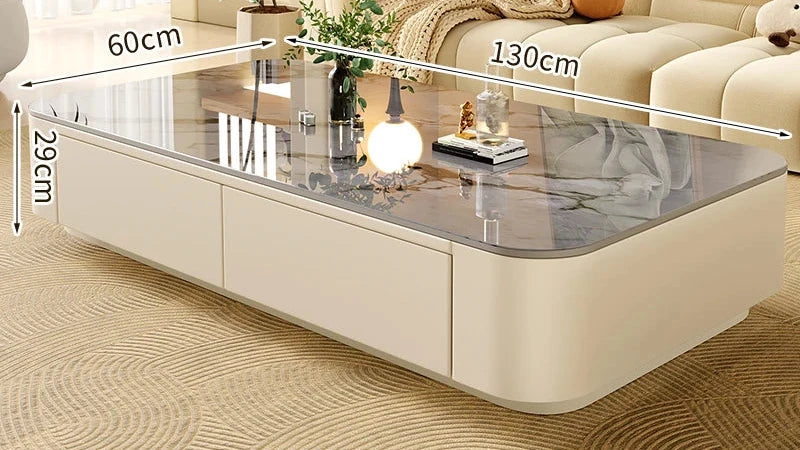 Table basse Prestige avec rangement, finition pierre