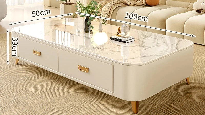Table basse Prestige avec rangement, finition pierre