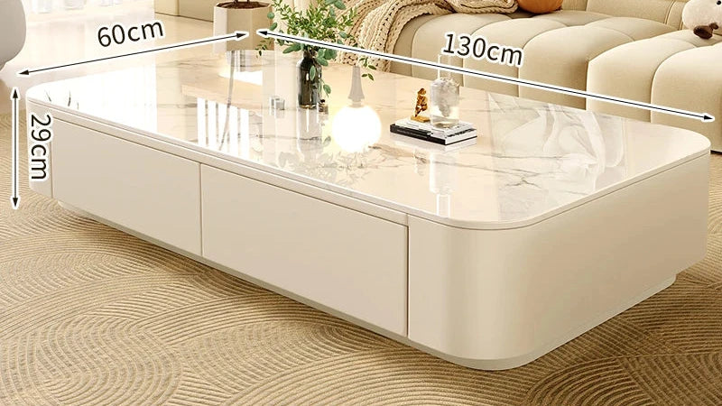 Table basse Prestige avec rangement, finition pierre