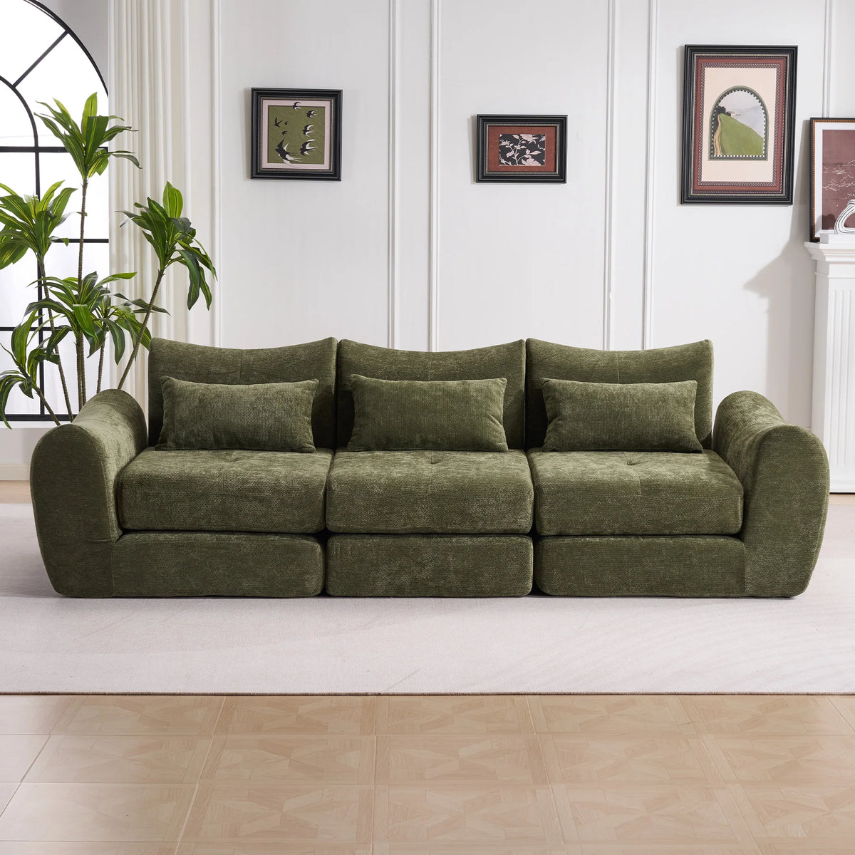 Canapé-lit Prestige modulable 3 places en chenille noire