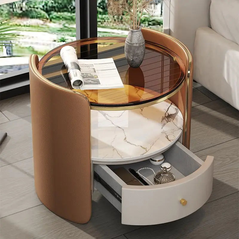 Table de Chevet Ovale Cuir Prestige