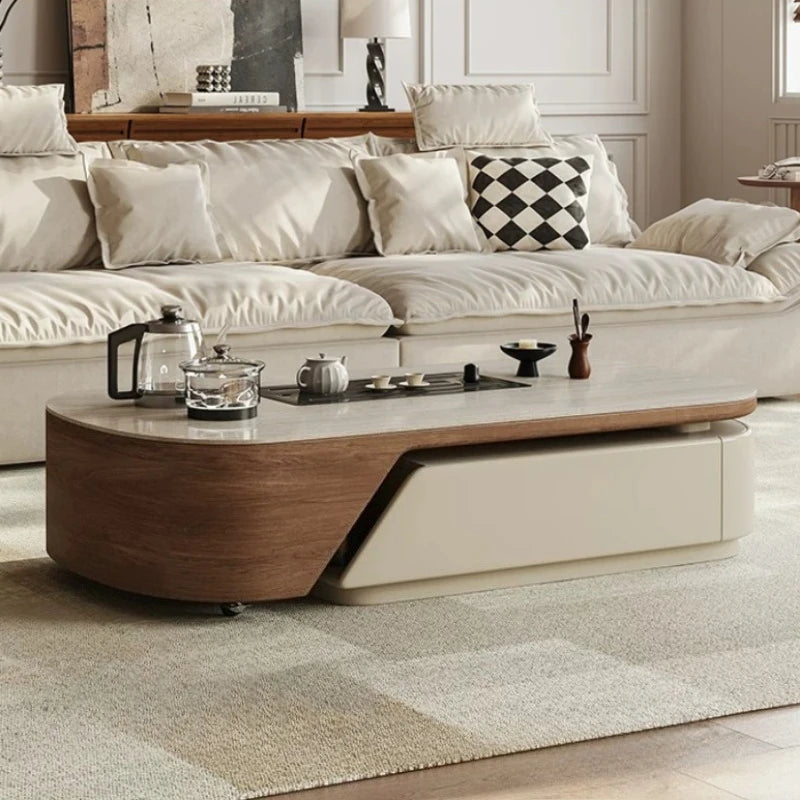 Meuble TV Extensible Prestige à Plateau Effet Pierre