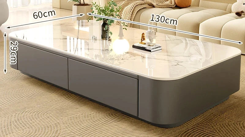 Table basse Prestige avec rangement, finition pierre