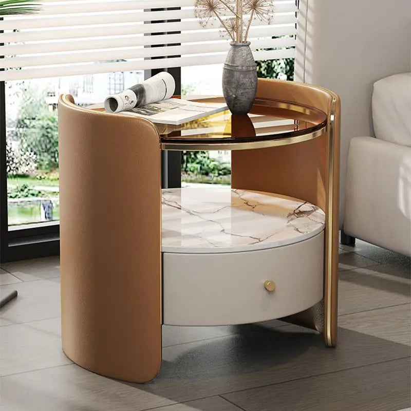 Table de Chevet Ovale Cuir Prestige
