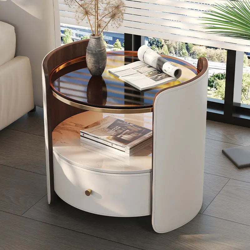 Table de Chevet Ovale Cuir Prestige