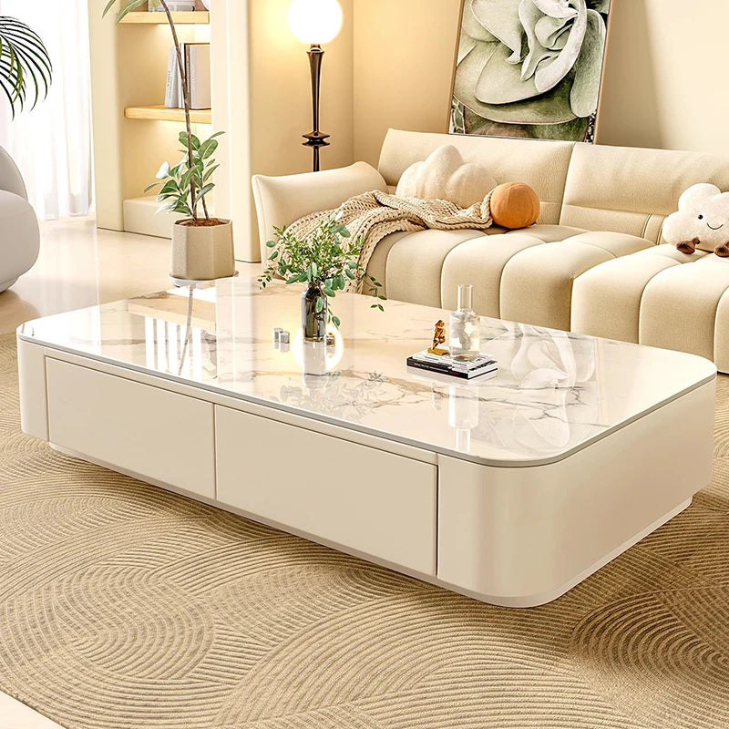 Table basse Prestige avec rangement, finition pierre