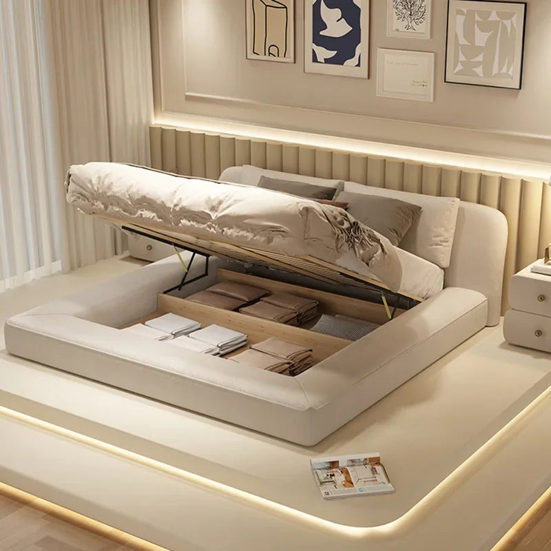 Lit Coffre Prestige en Bois au Style Contemporain