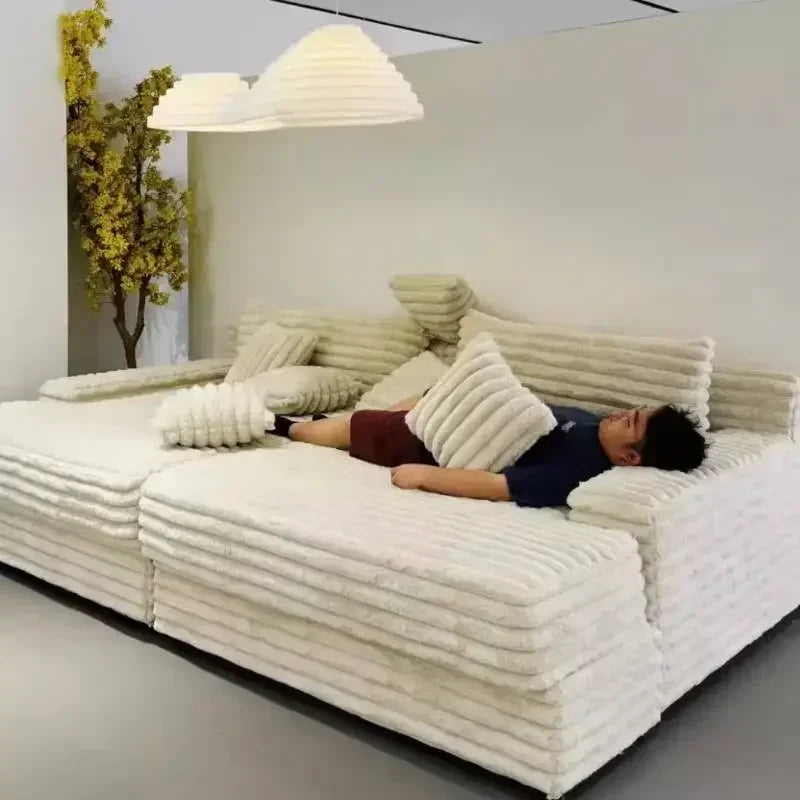 Canapé Droit Sherpa Crème Prestige