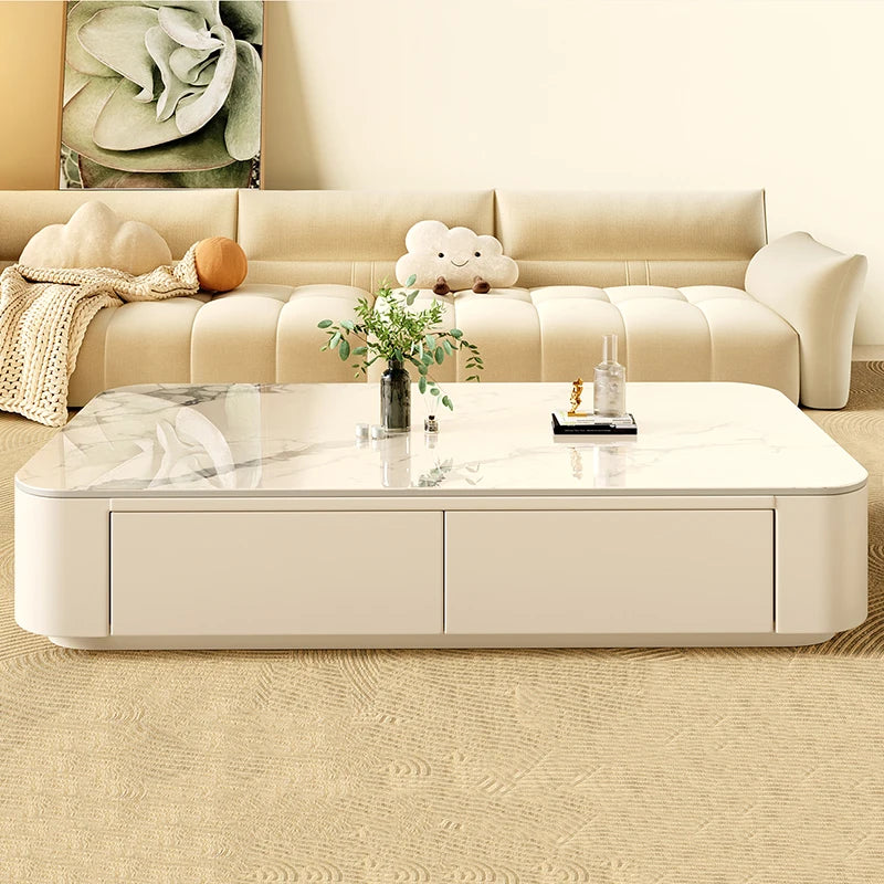 Table basse Prestige avec rangement, finition pierre
