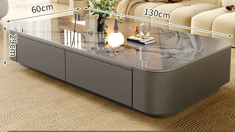 Table basse Prestige avec rangement, finition pierre