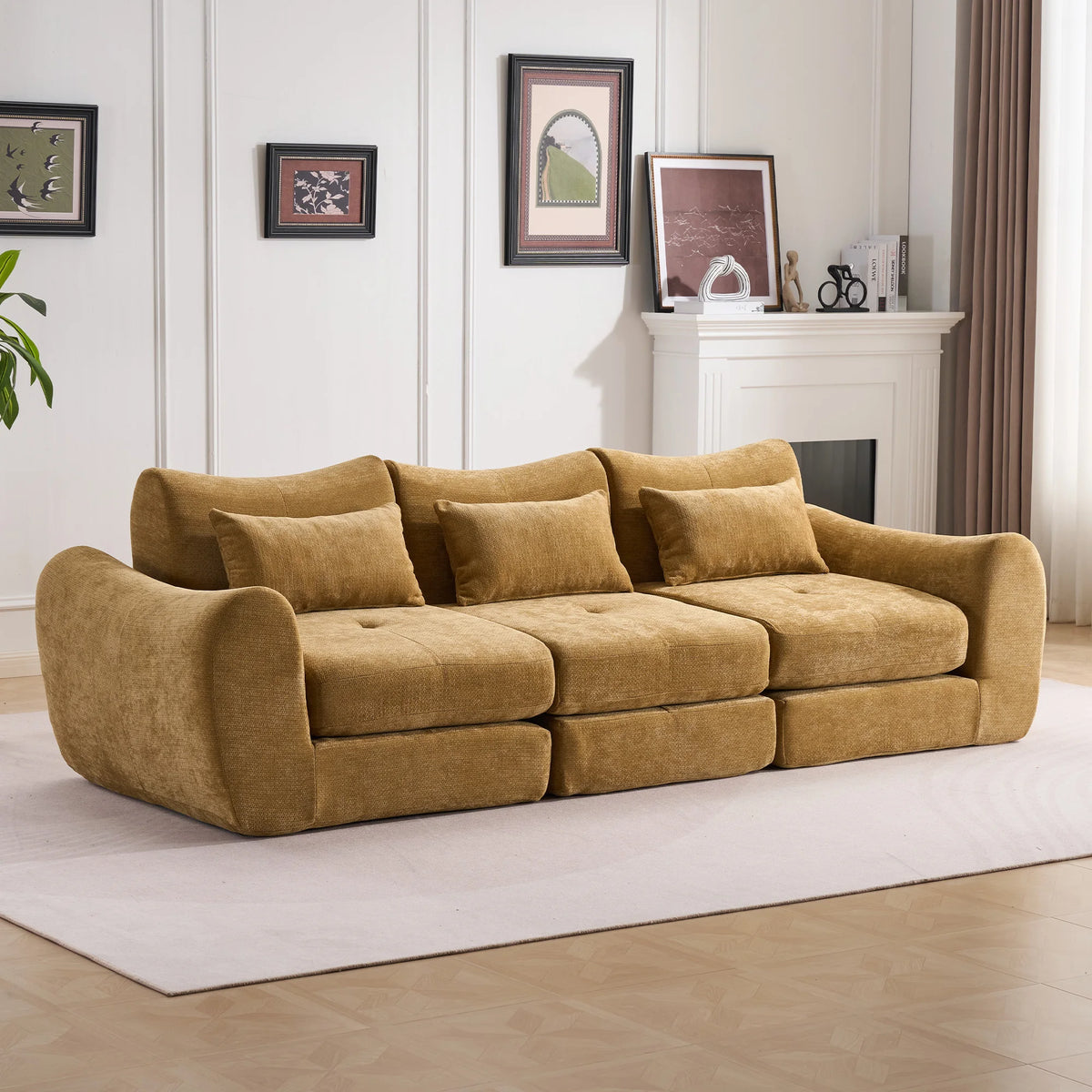 Canapé-lit Prestige modulable 3 places en chenille noire