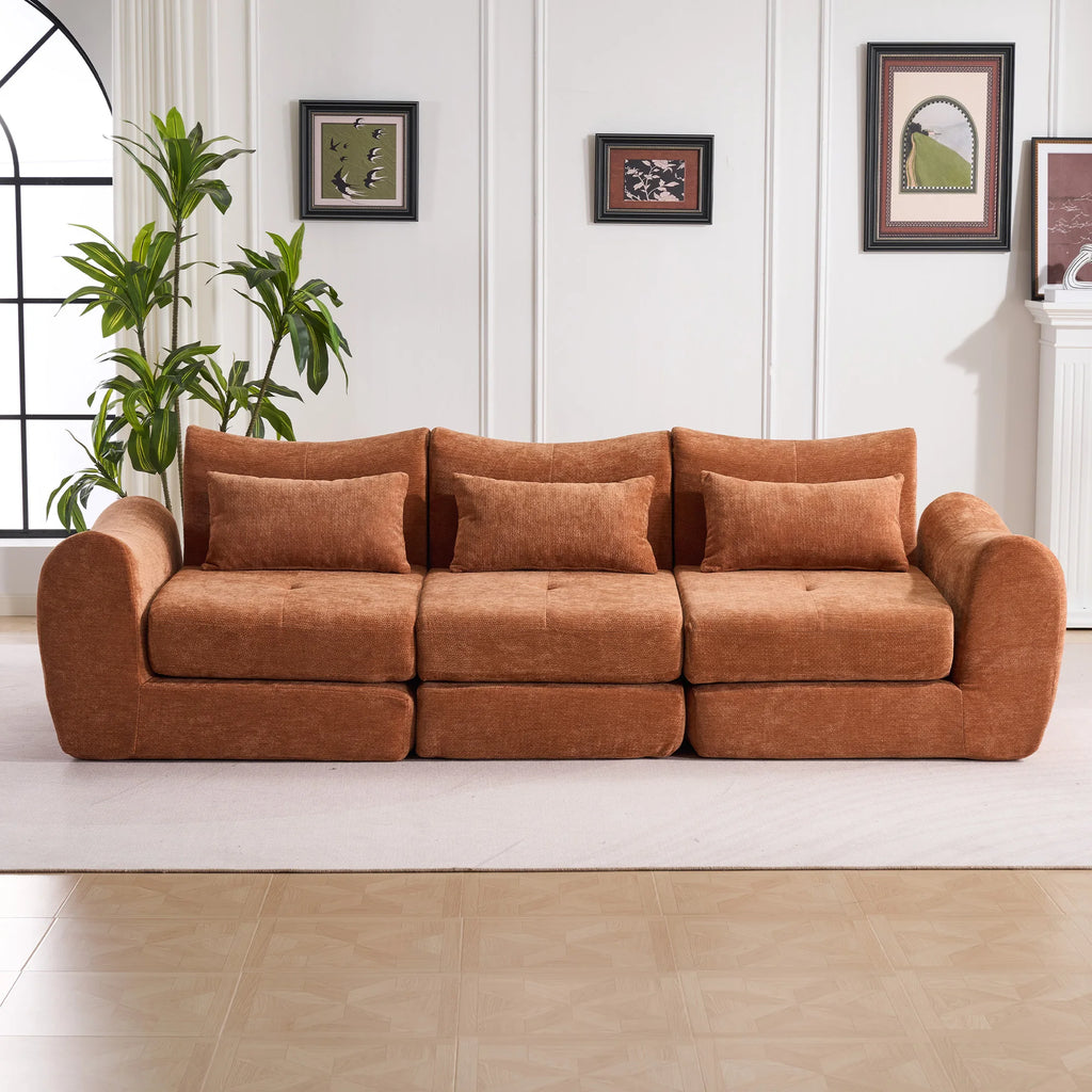 Canapé-lit Prestige modulable 3 places en chenille noire