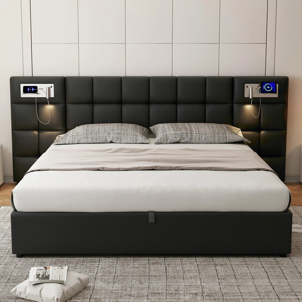 Lit Prestige 180 × 200 cm avec coffre, USB et éclairage