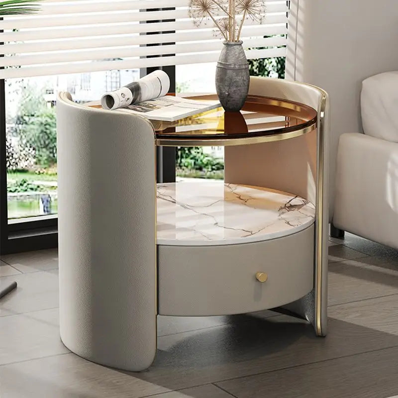 Table de Chevet Ovale Cuir Prestige