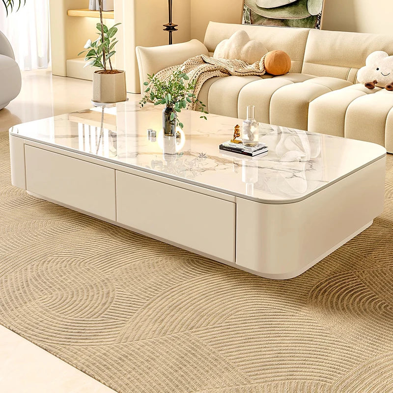 Table basse Prestige avec rangement, finition pierre