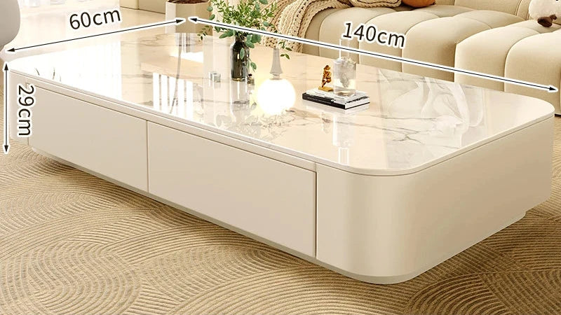 Table basse Prestige avec rangement, finition pierre