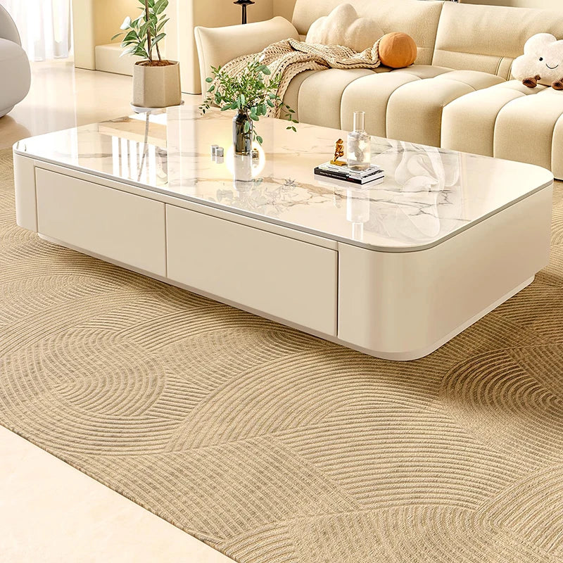 Table basse Prestige avec rangement, finition pierre