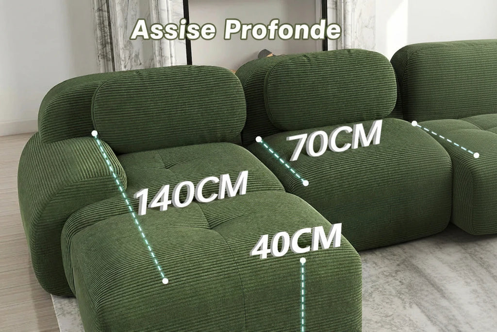 Canapé d'Angle Modulable Como Prestige en Tissu Côtelé