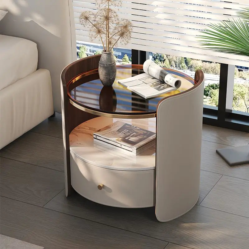 Table de Chevet Ovale Cuir Prestige