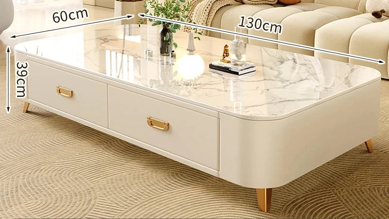 Table basse Prestige avec rangement, finition pierre