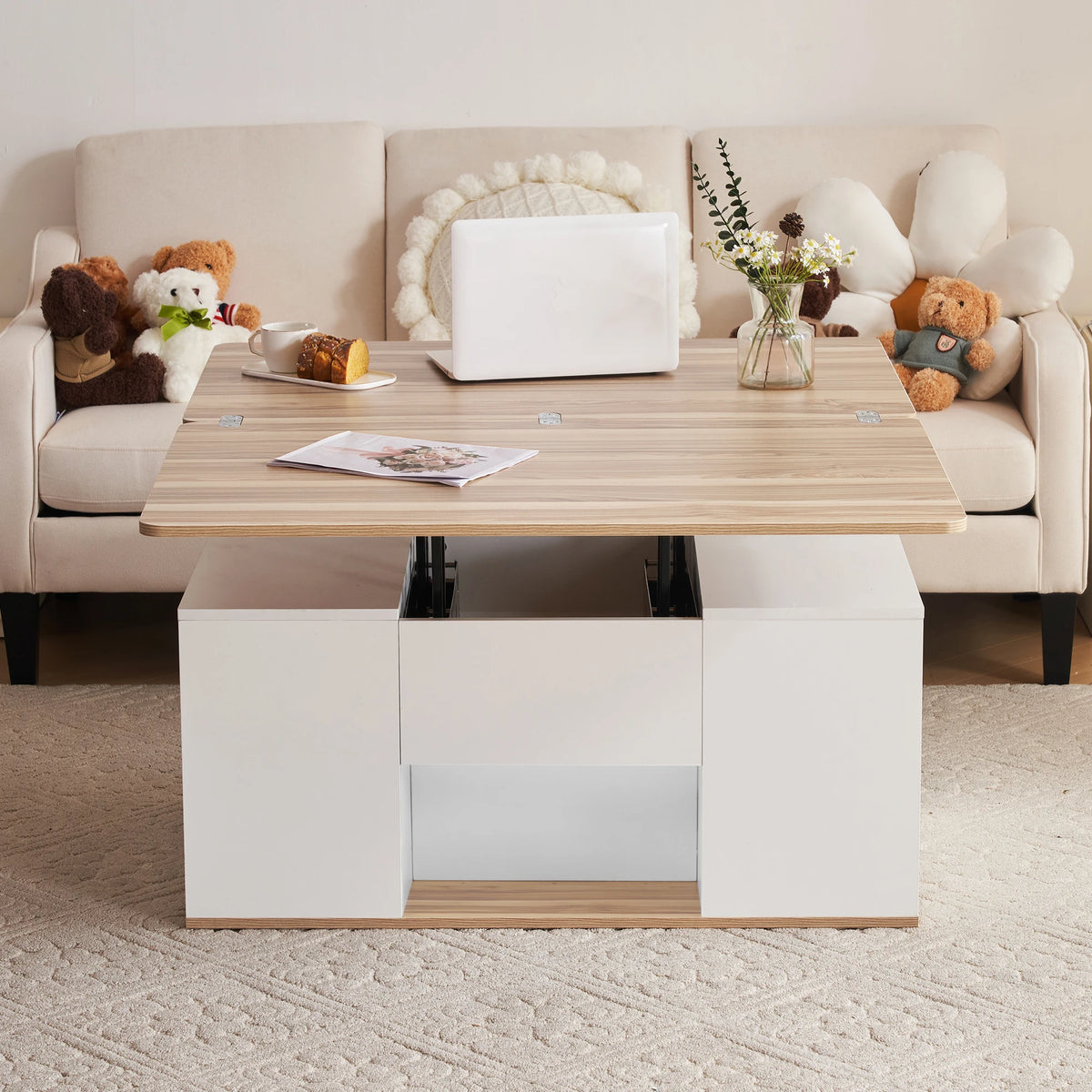 Table Basse Relevable Duo Prestige avec Tiroirs
