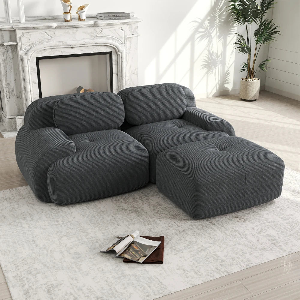 Canapé d'Angle Modulable Como Prestige en Tissu Côtelé