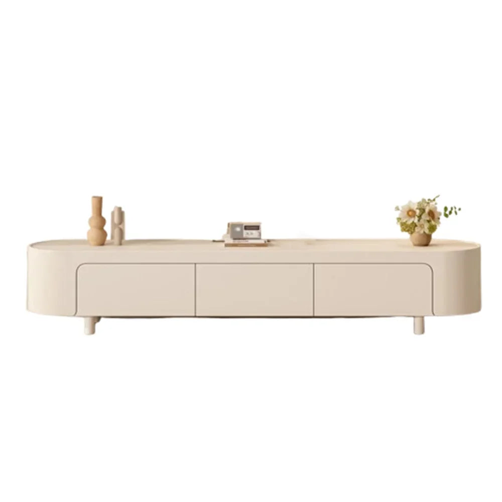 Meuble TV Prestige aux Lignes Douces en Bois et Verre