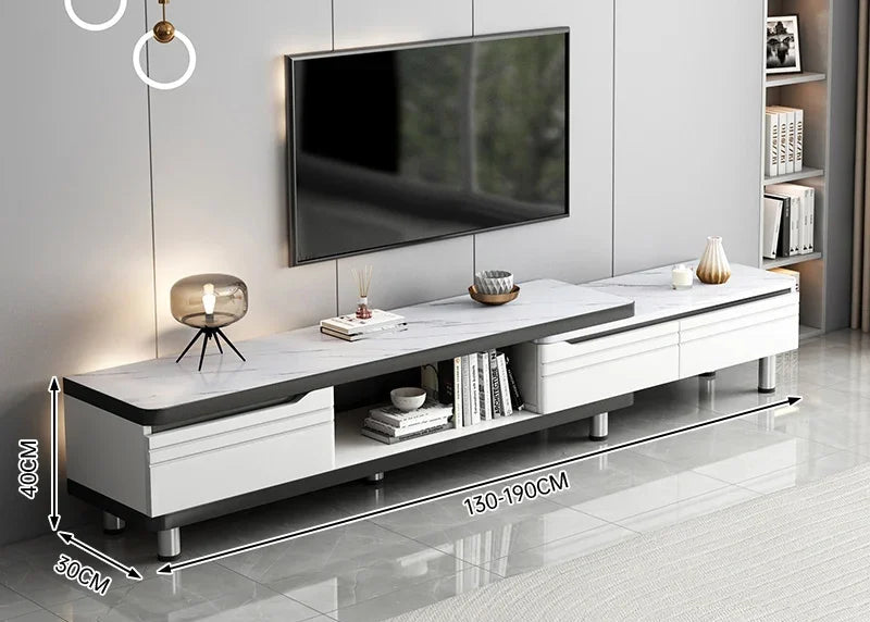 Meuble TV Prestige LED avec Étagères en Verre