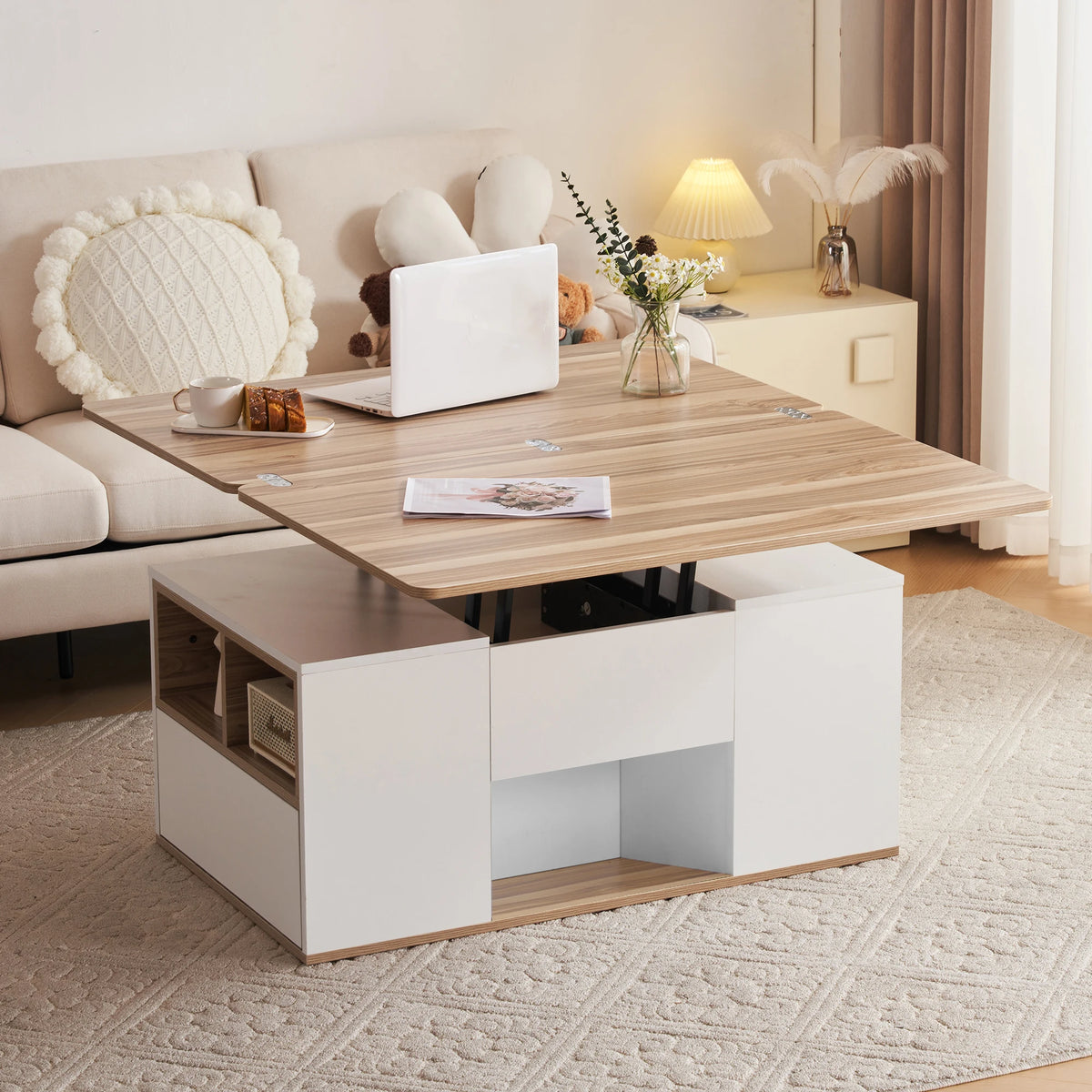 Table Basse Relevable Duo Prestige avec Tiroirs