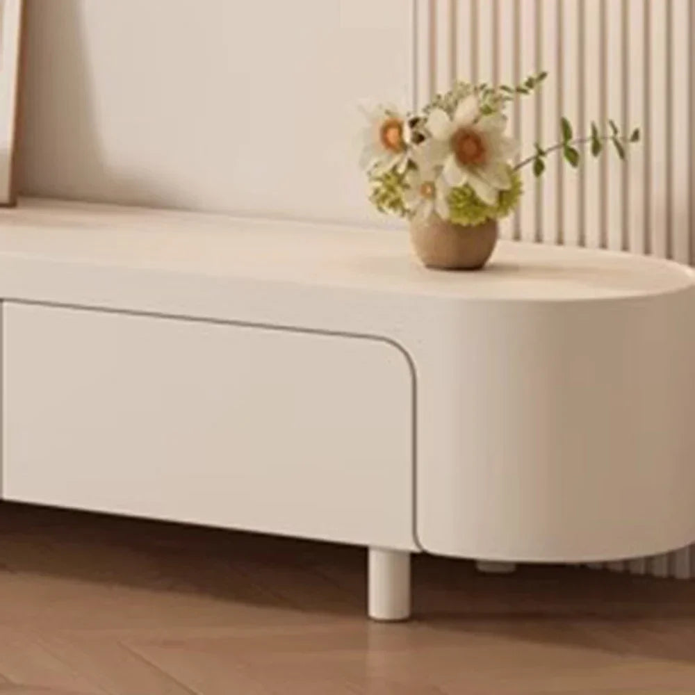 Meuble TV Prestige aux Lignes Douces en Bois et Verre