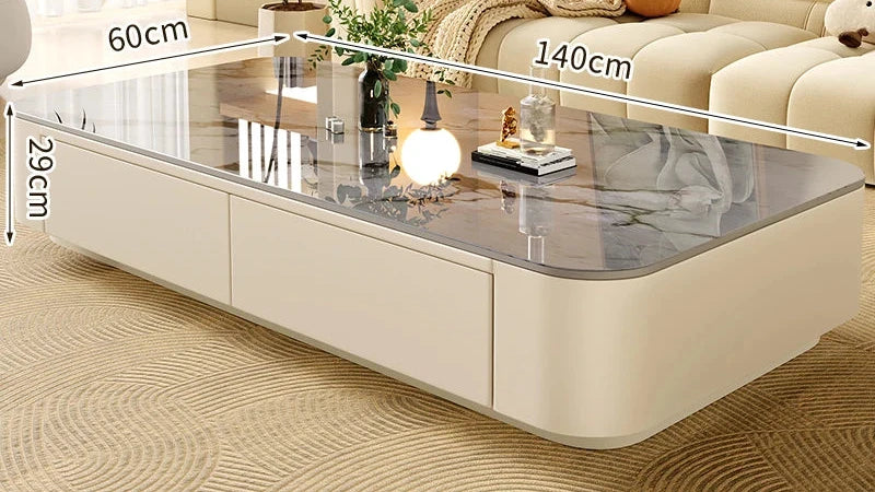 Table basse Prestige avec rangement, finition pierre