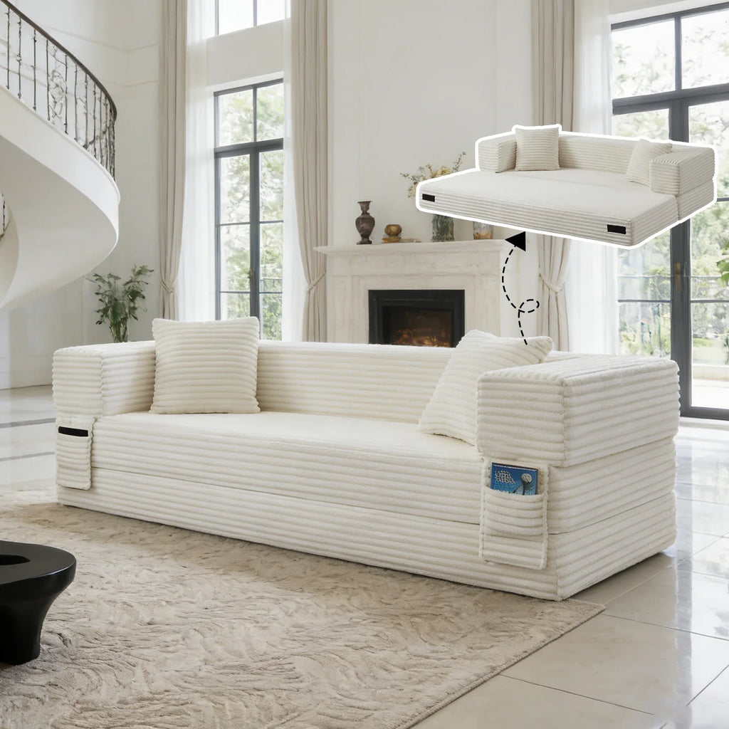 Canapé-lit Prestige pliable et compressé, méridienne en L