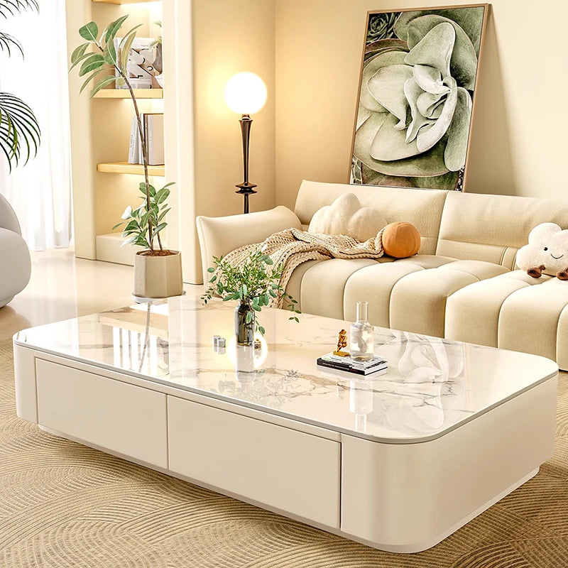 Table basse Prestige avec rangement, finition pierre