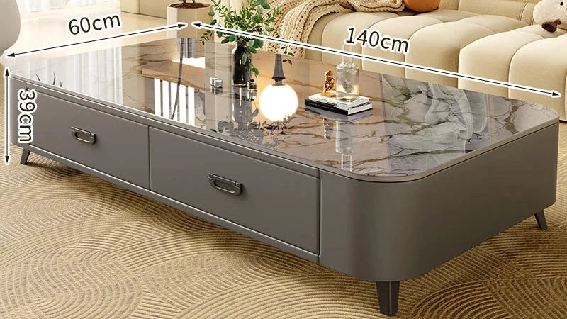 Table basse Prestige avec rangement, finition pierre