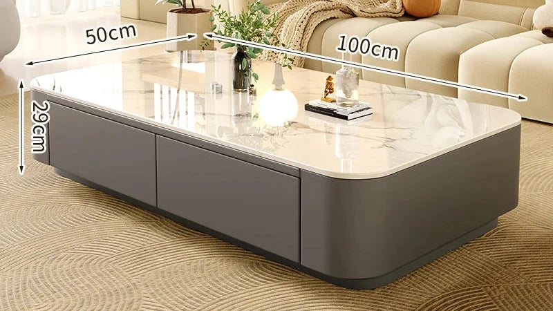 Table basse Prestige avec rangement, finition pierre