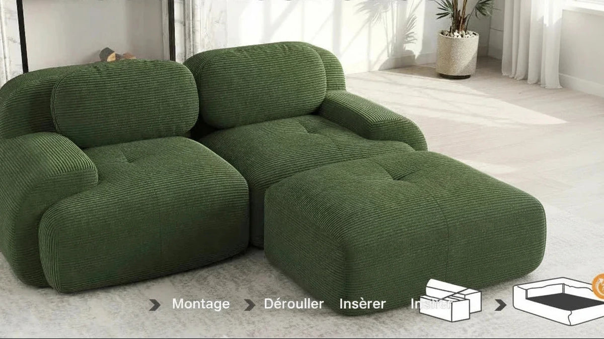 Canapé d'Angle Modulable Como Prestige en Tissu Côtelé