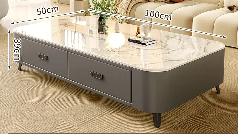 Table basse Prestige avec rangement, finition pierre