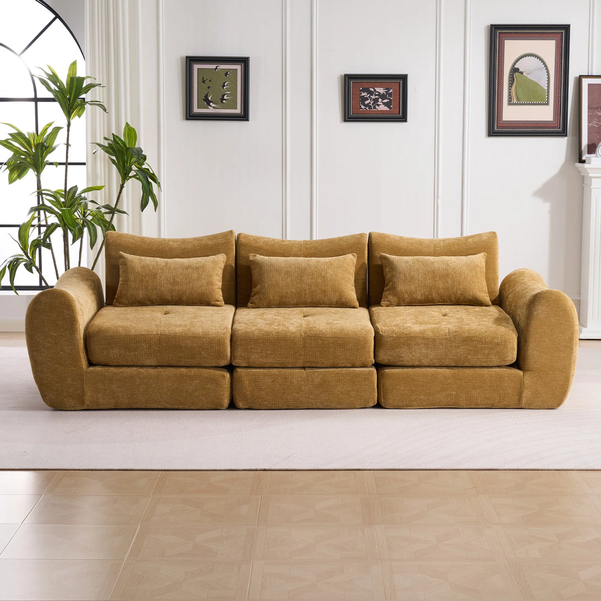Canapé-lit Prestige modulable 3 places en chenille noire