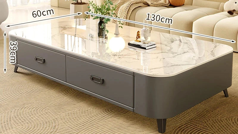 Table basse Prestige avec rangement, finition pierre