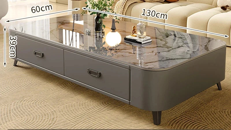 Table basse Prestige avec rangement, finition pierre